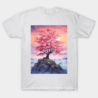 Japanese Sakura Cherry Blossom Sunset T-Shirt